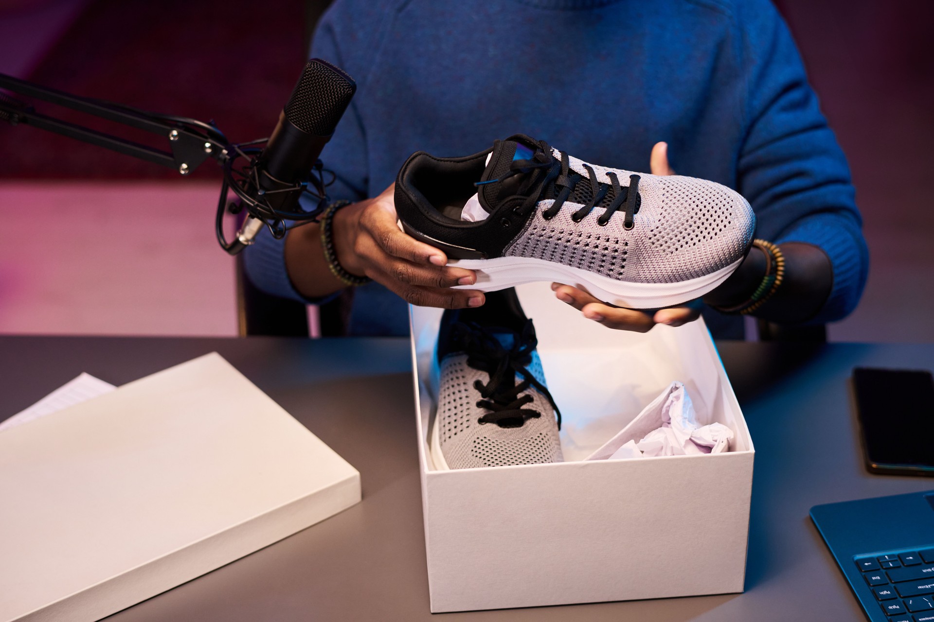 Unboxing New Sneakers During Online Review Session