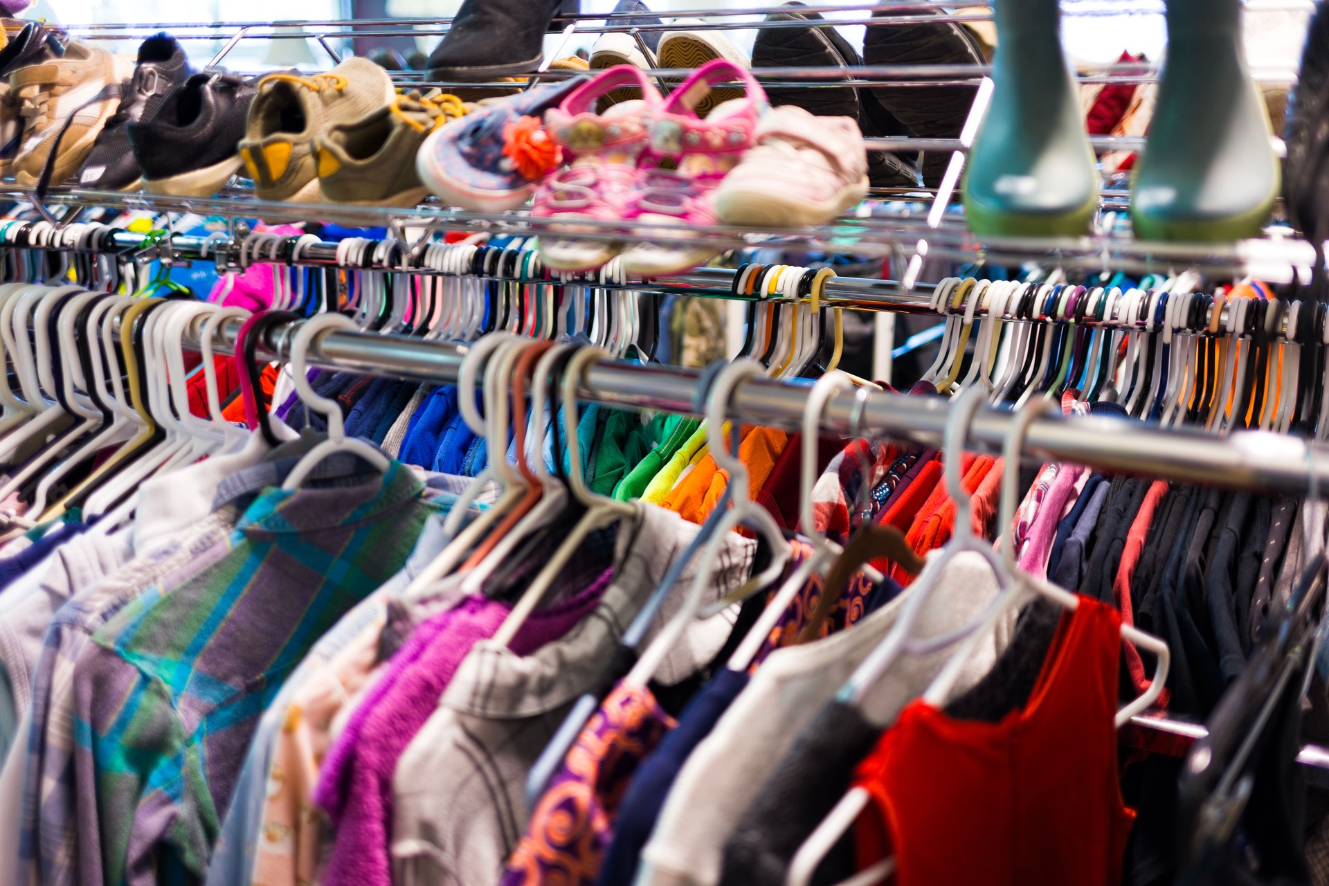 Thrift Store Consignment Shop Items on Rack